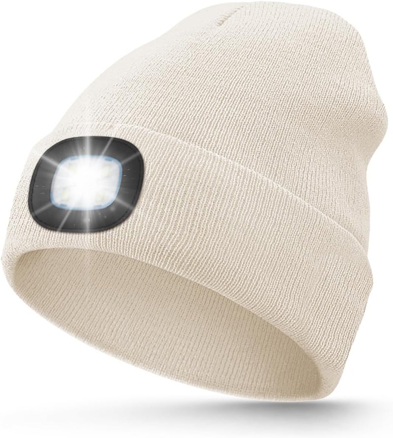 MOXTOYU Unisex Beanie with Light, USB Rechargeable LED Headlamp Hat, Christmas Stocking Stuffers Gifts - Image 1